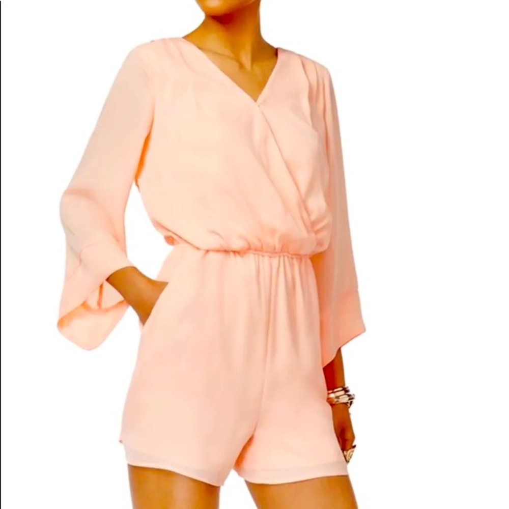 Peach long-sleeved romper